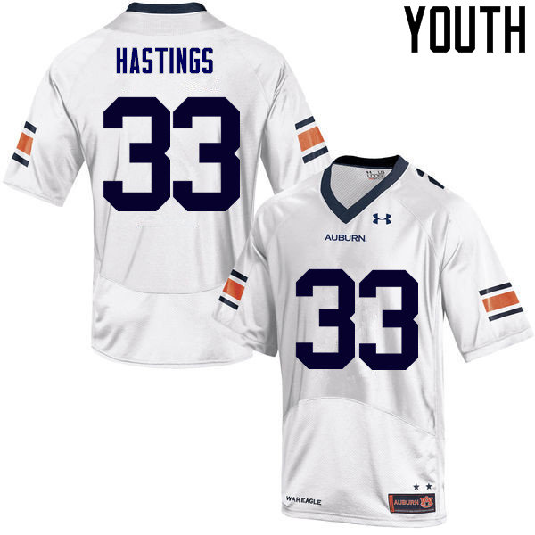 Auburn Tigers Youth Will Hastings #33 White Under Armour Stitched College NCAA Authentic Football Jersey EYN4174BW
